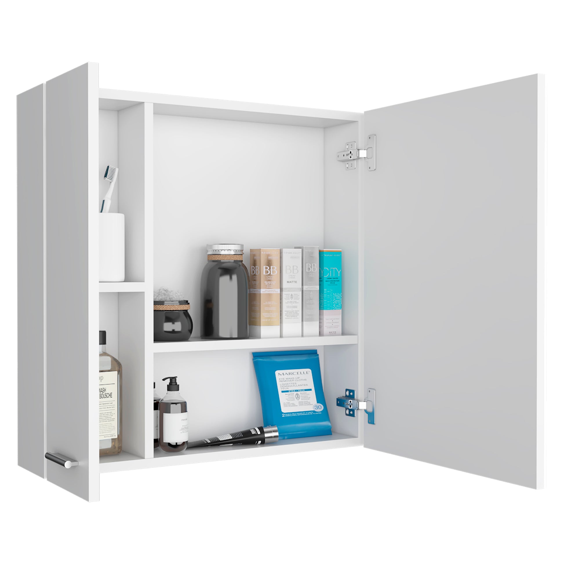 Medicine 23H" Double Door Cabinet,Four Interior Shelves, White White Particle Board Particle Board