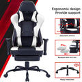 Game Chair, Ergonomiy Designed Computer Chair With Headrest And 2D Armrests, Waist Pillow Electronic Lounge Chair With Vibration Massage Function, Competitive Chair Iron White Cotton Leather