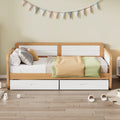 Twin Size Solid Wood Daybed With 2 Storage Drawers For Limited Space Kids, Teens, Adults, No Need Box Spring, Walnut And White Box Spring Not Required Twin White Walnut Wood Bedroom Modern Pine Daybeds Wood