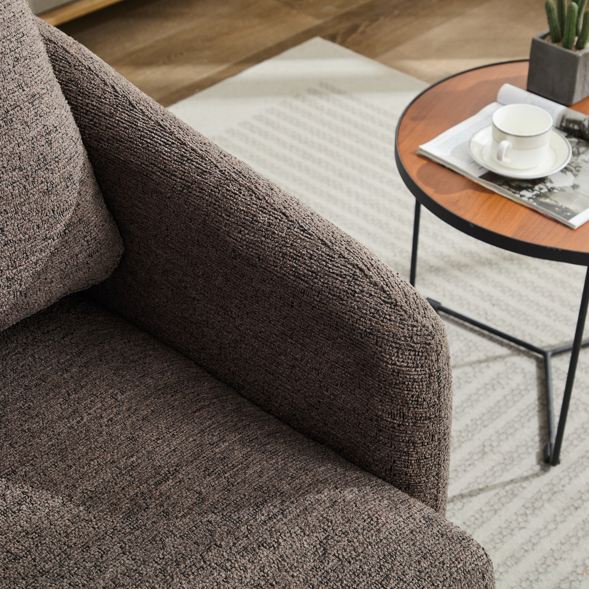 31.5"W Swivel Accent Chair And Comfy Round Accent Single Sofa Chair, 360 Degree Club Chair, Lounge Armchair For Living Room,Bedroom.Nursery.Taupe Black Chenille Black Taupe Chenille