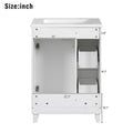 24 Inch Bathroom Vanity Cabinet With Ceramic Sink, 2 Drawers, 1 Door White Bathroom Solid Wood Mdf