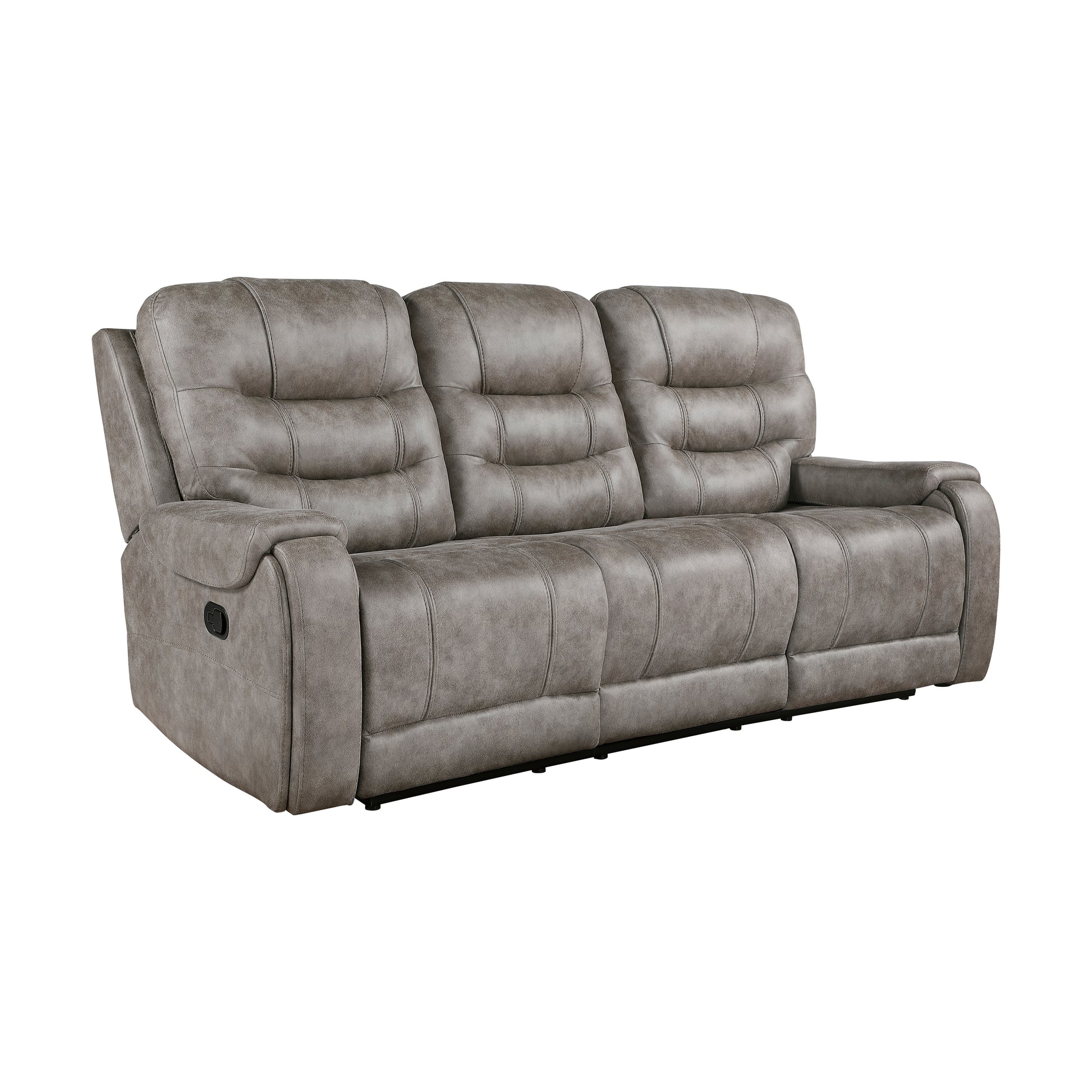 Grayish Brown Modern Reclining Sofa Set 2Pc Sofa Loveseat Plush Seating, Polished Microfiber Upholstery Solid Wood Frame Living Room Furniture Brown Gray Microfiber Wood Primary Living Space Modern Plywood,Solid Wood 5 Seat