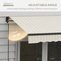 Outsunny 8' X 6.5' Retractable Awning, Patio Awning Sunshade Shelter With Manual Crank Handle, 280Gsm Uv Resistant Fabric And Aluminum Frame For Deck, Balcony, Yard, Beige And White Beige Polyester