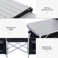 Outsunny Aluminum Portable Camping Kitchen Fold Up Cooking Table With Windscreen And 3 Enclosed Cupboards For Bbq, Party, Picnics, Backyards Colorful Aluminum