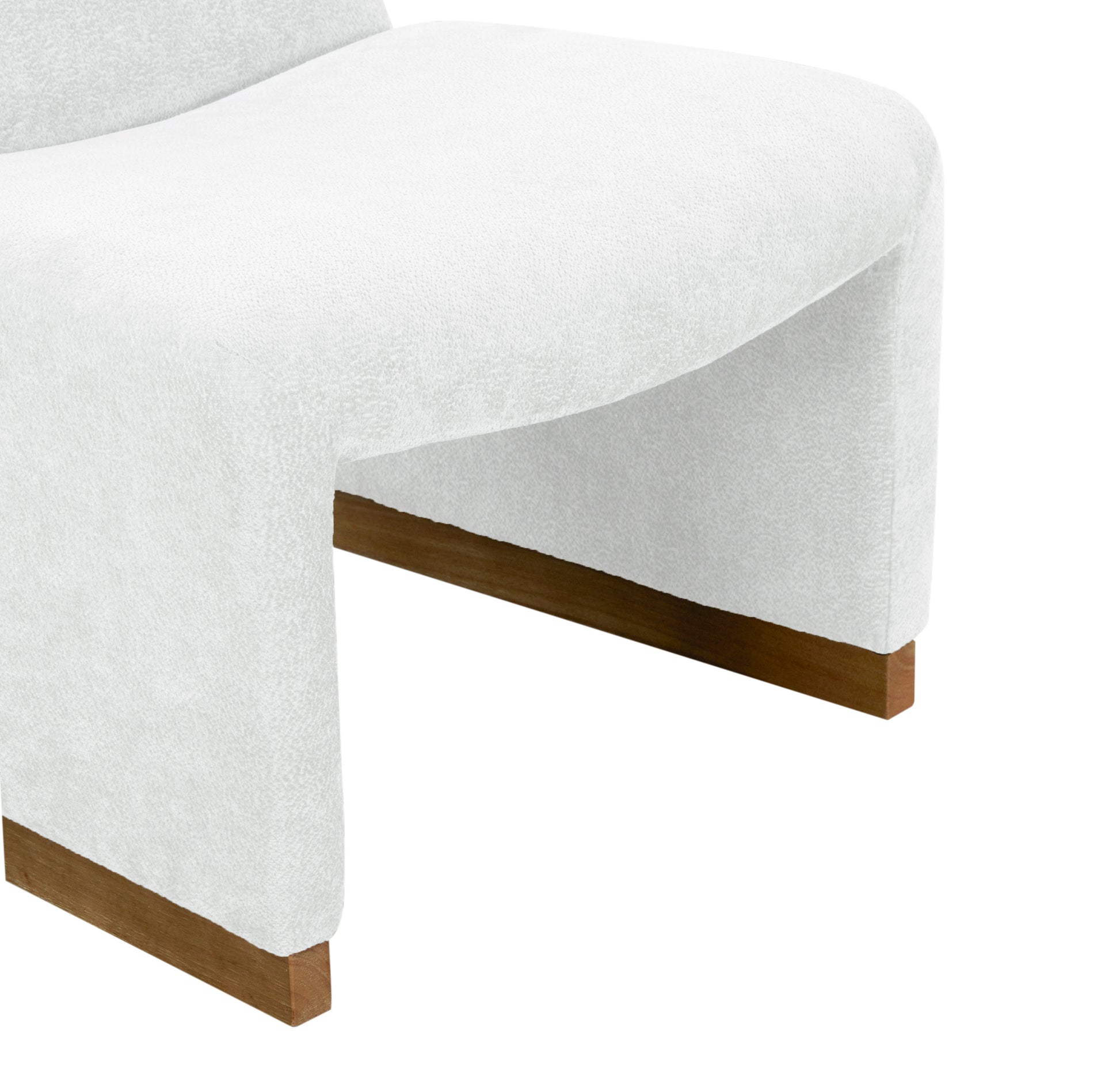 Comfy Accent Chair, Upholstered Slipper Chair, Armless Chair With Wood Legs And Soft Fabric For Living Room, Bedroom, White White Foam Wood Fabric