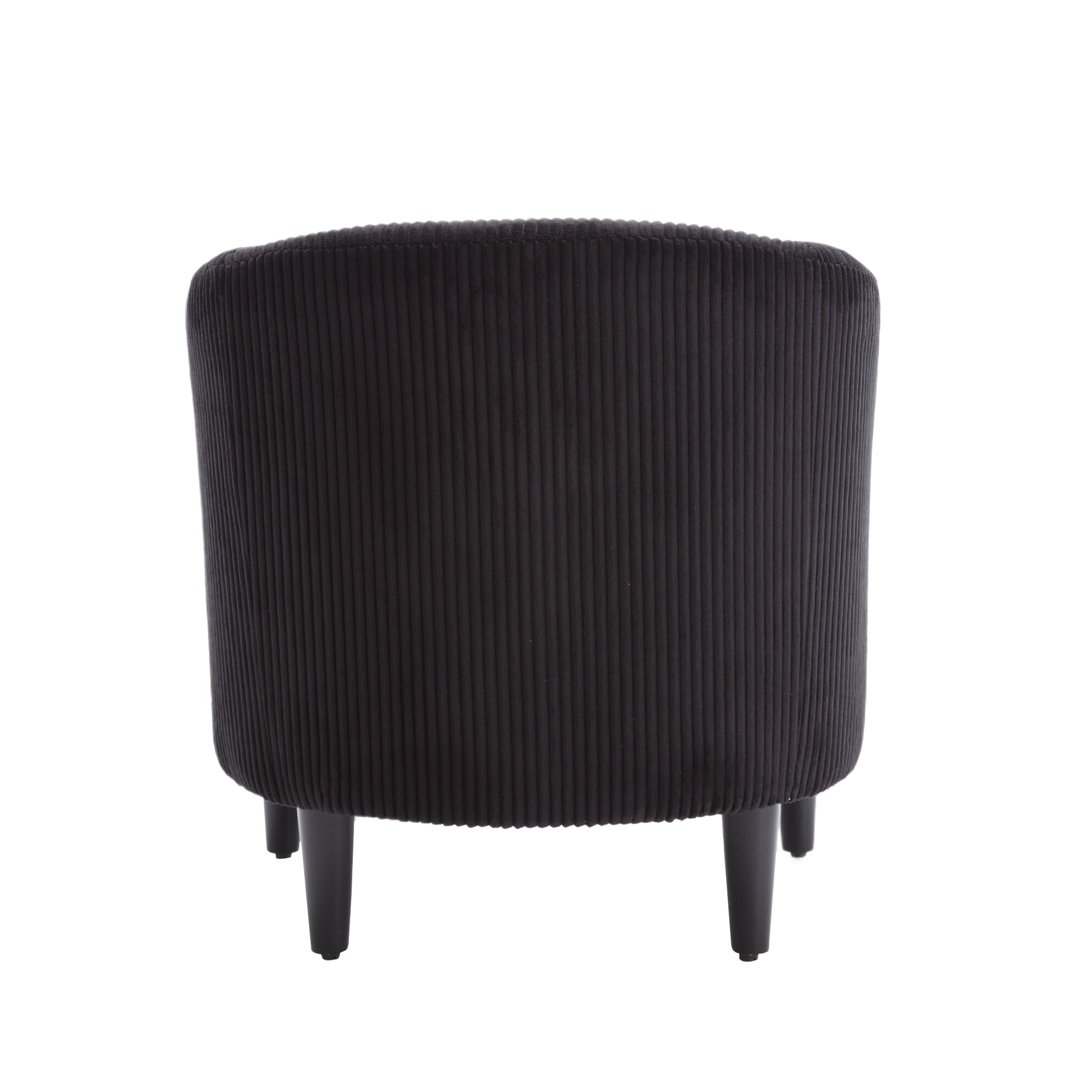 Coolmore Living Room Accent Barrel Chair, Century Modern Style Decorative Chair, Armchair For Living Room With Thick Cushions And Pillows, Comfy Single Sofa Chair, Chair With Wooden Legs,Black Black Corduroy