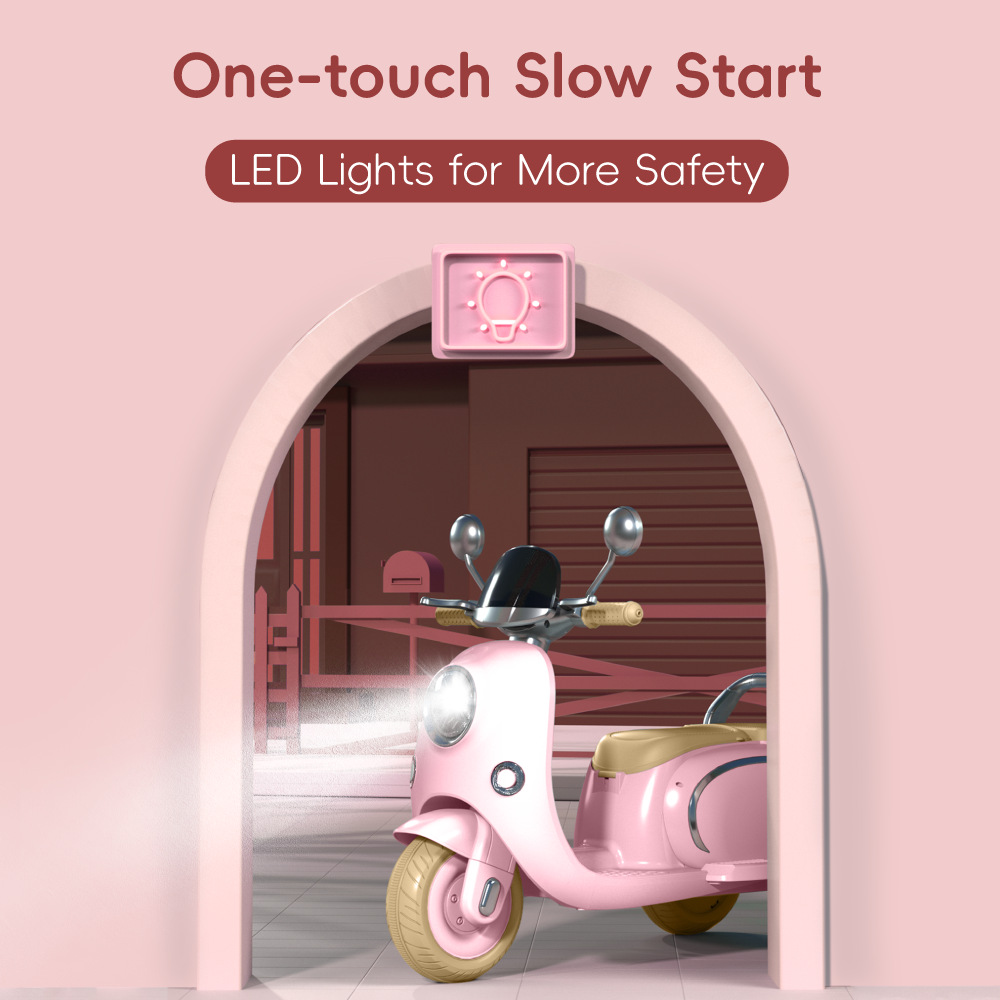 12V Kids Motorcycle, 3 Wheels 12V Kids Ride On Motorcycle With Mp3, Bluetooth, Headlight, Storage Box, Motorcycle For Kids Pink Pink Polypropylene