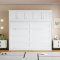 Queen Size Murphy Bed Wall Bed With Top Cabinets,White Queen White Plywood