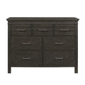 1Pc Charcoal Gray Finish 7 Drawers Dresser Transitional Style Wooden Bedroom Furniture Charcoal Grey Bedroom Transitional Wood