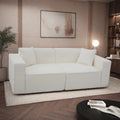 Full Foam Compression Sofa, Modern Teddy Velvet Sofa,2 3 Seat Mid Century Indoor Couch, Exquisite Upholstered Loveseat For Living Room,Bedroom,Apartment White Linen Wood Primary Living Space Soft