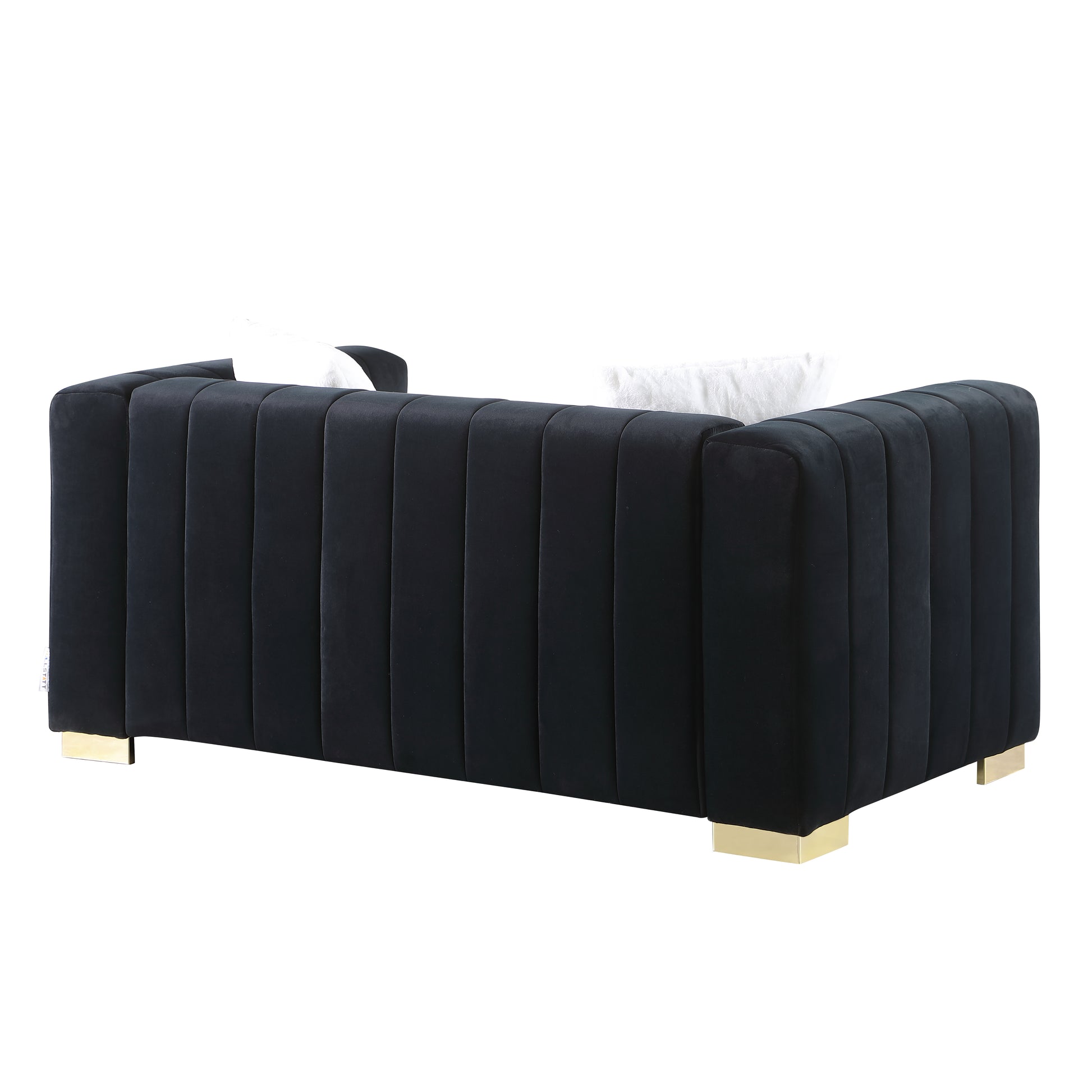 A Modern Channel Sofa Take On A Traditional Chesterfield,Black Color,3 Seater Black Velvet 3 Seat