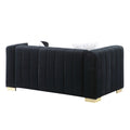 A Modern Channel Sofa Take On A Traditional Chesterfield,Black Color,Seater Black Velvet 2 Seat