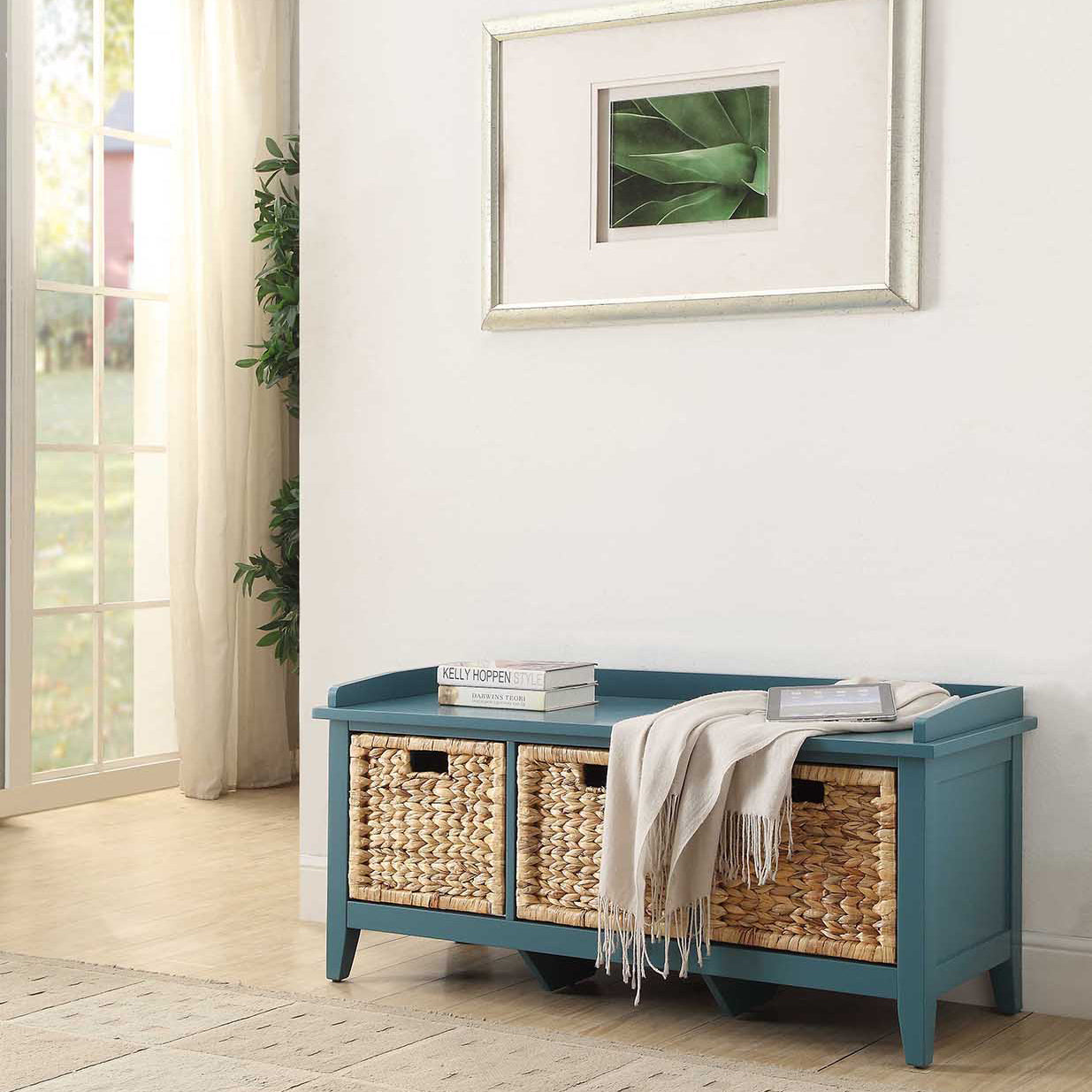 Beige And Teal Bench With 3 Drawer Teal Bedroom Drawer Wood