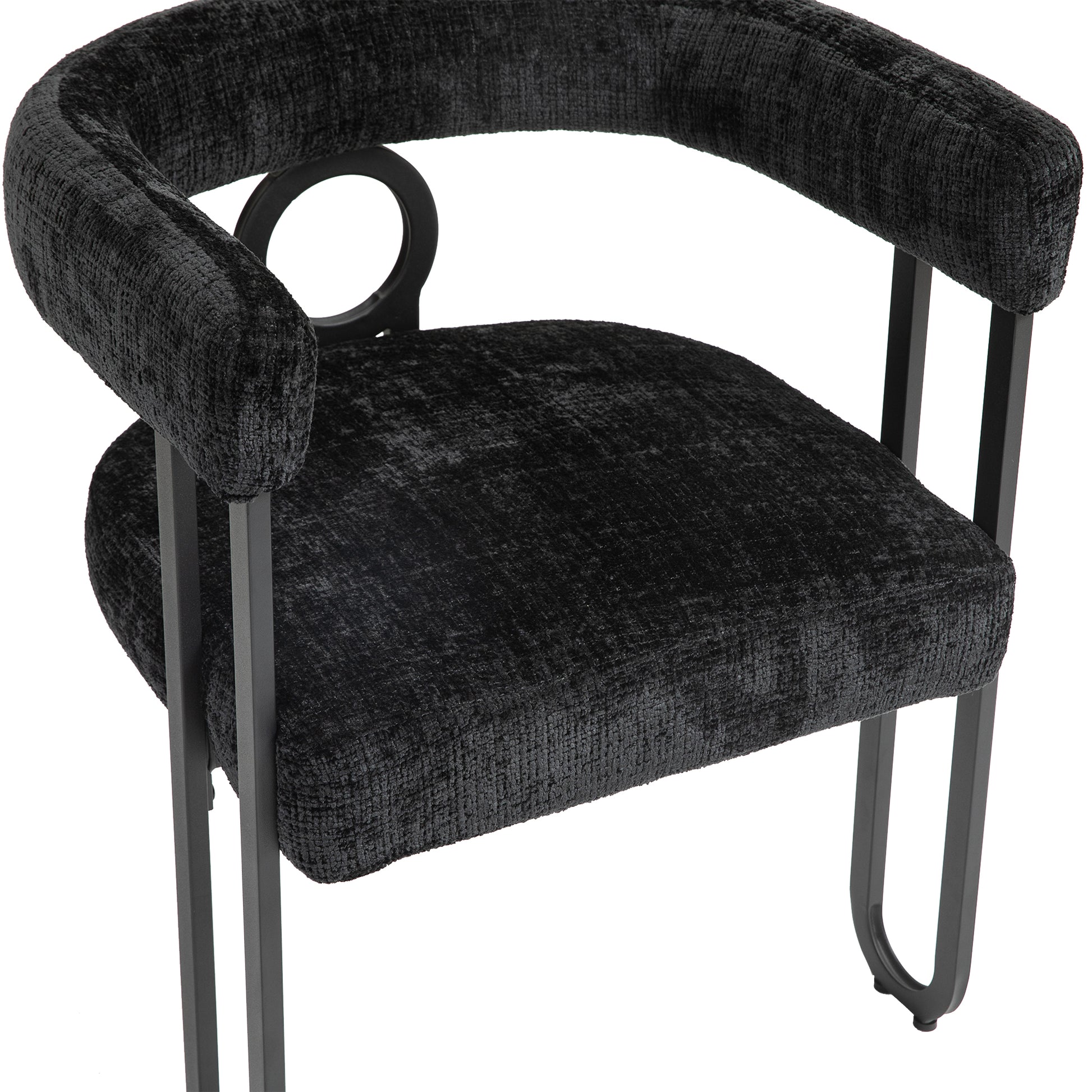 Coolmore Contemporary Designed Velvet Fabric Upholstered Accent Dining Chair Barrel Side Chairs Kitchen Armchair For Living Room Set Of 2 Black Chenille Black Dining Room Foam Chenille