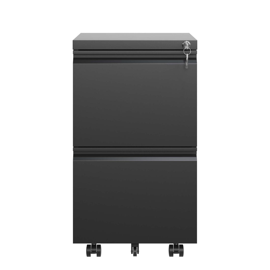 2 Drawer Metal Mobile File Cabinet, Rolling File Cabinet With Lock For Hanging Legal Letter A4 Size,Fully Assembled Except Wheels Filing Cabinets 1 2 Drawers Black Office Drawers Included Modern Metal Metal