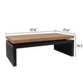 Black And Natural Wood Living Room Table Versatile Coffee Table 2 Tiered Wood Tabletop Table 47.6