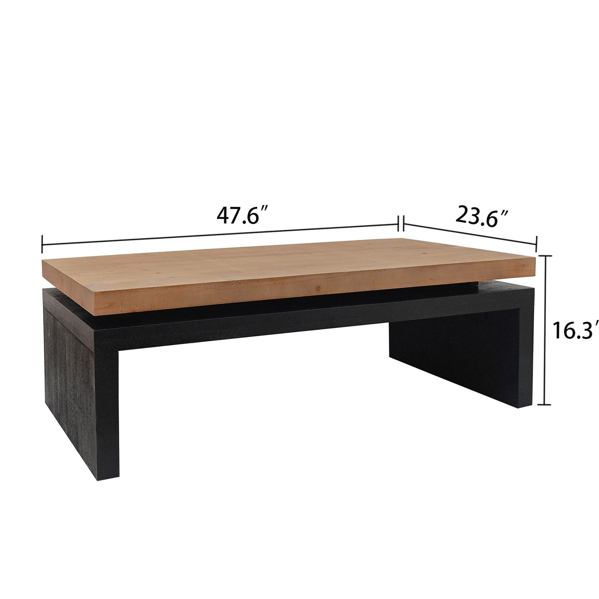 Black And Natural Wood Living Room Table Versatile Coffee Table 2 Tiered Wood Tabletop Table 47.6" L * 23.6" W * 16.3" H Black Natural,Multi,Natural Multi,Natural Wood,Natural Wood Wash Distressed Finish Desk Top Bedroom Antique,Modern,Rustic Fir