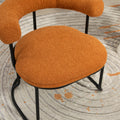 Coolmore Boucle Dining Chairs Set Of 2, Mid Century Modern Curved Backrest Chair, Round Upholstered Kitchen Chairs Orange Boucle Orange Foam Mdf Metal