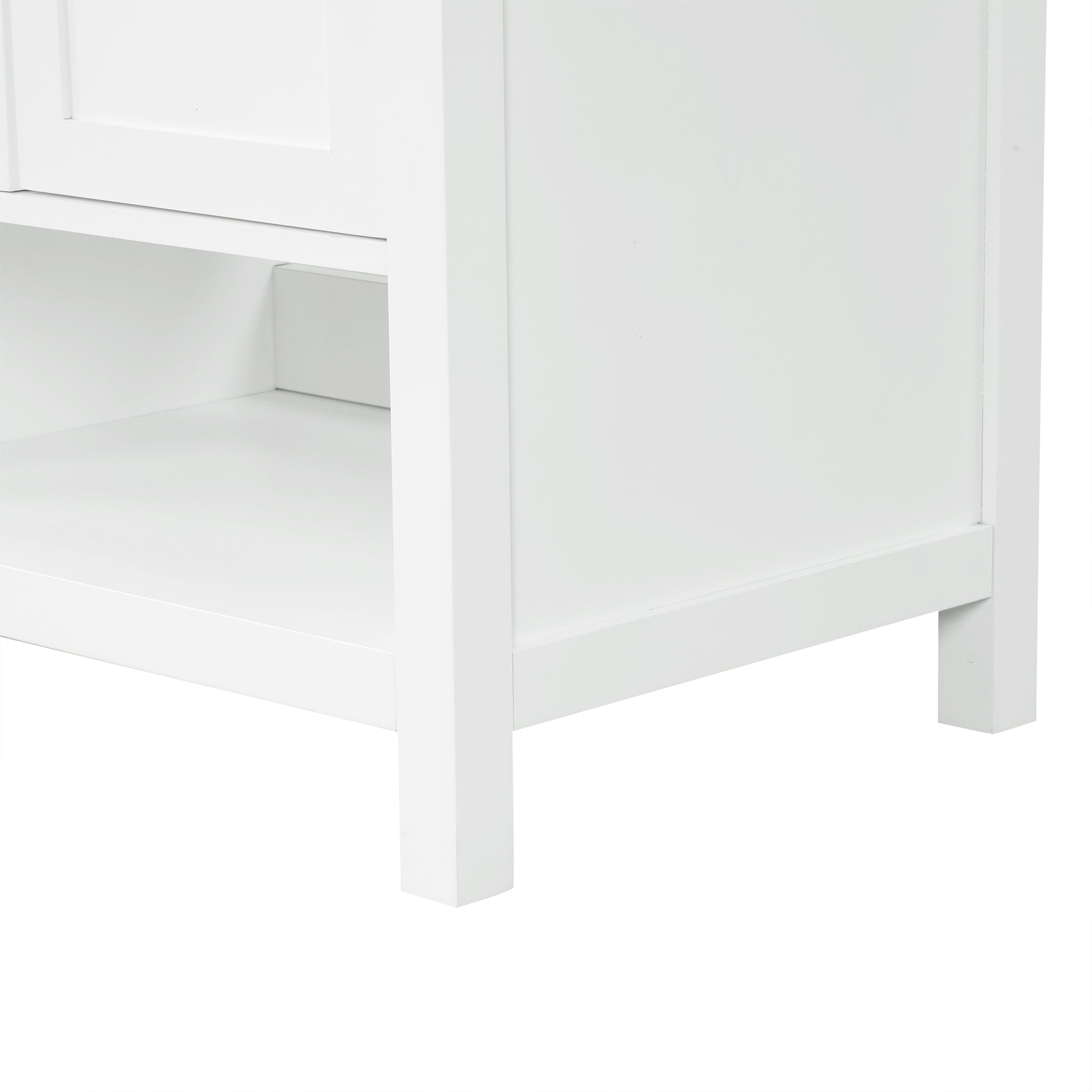 36" Bathroom Vanity With Sink Top, Bathroom Vanity Cabinet With Two Doors And Two Drawers, Solid Wood, Open Shelf, Mdf Boards, One Package, White White Solid Wood Mdf