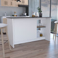 Juniper Kitchen Island With Large Top Surface, Double Door Cabinet, And Open Shelves Multi Particle Board