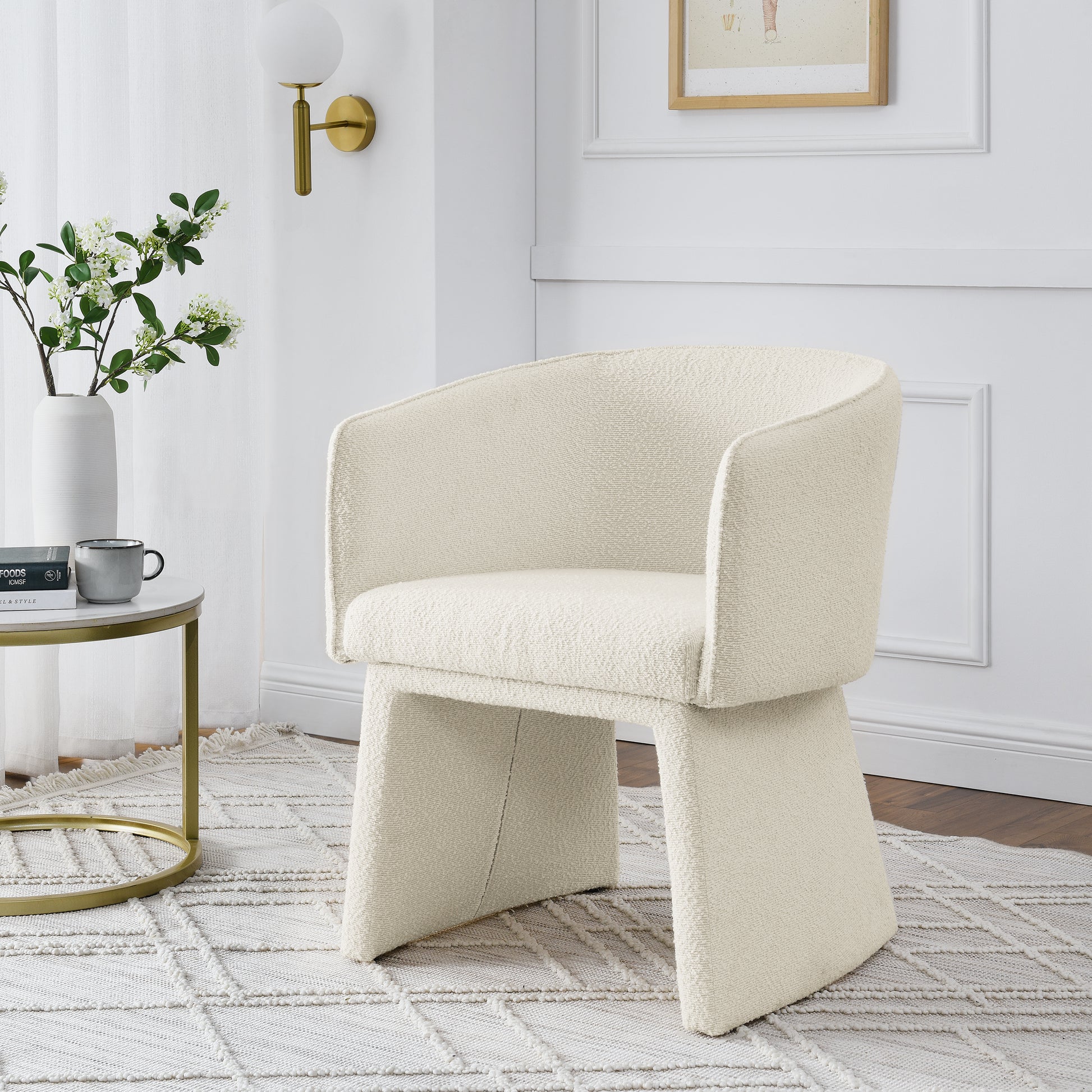 Modern Style Simple And Elegant Chair, Beige Leisure Chair, Suitable For Dining Bedroom Living Room Reception Desk Assembly Required Beige Beige Foam