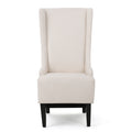 Dining Chair Beige Wood Fabric