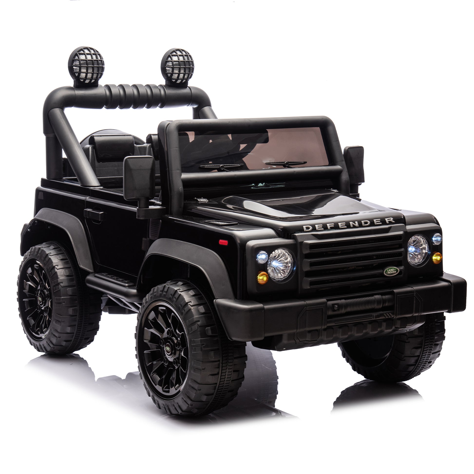 Licensed Land Rover Defender Volta 5008 24V Kids Ride On Car W Parents Control,2Wd,Four Wheel Suspension,Bluetooth,Mp3,Music,Adjustable Volume,Power Display,Led Lights,Speeds 1.86 3.11Mph For Kids 3 7 Black Polypropylene