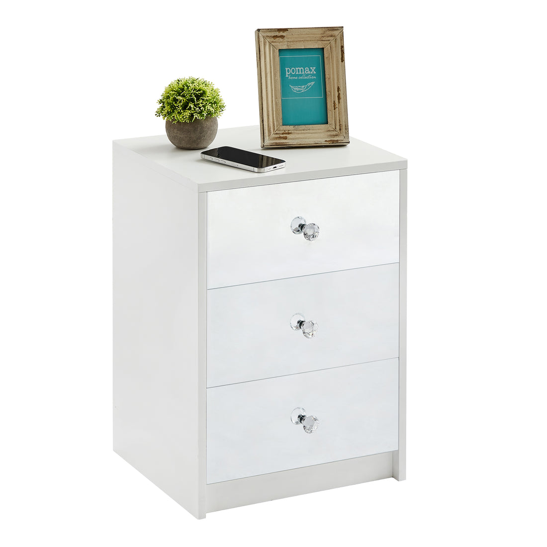 3 Drawer Nightstand For Bedroom, Modern Wood And