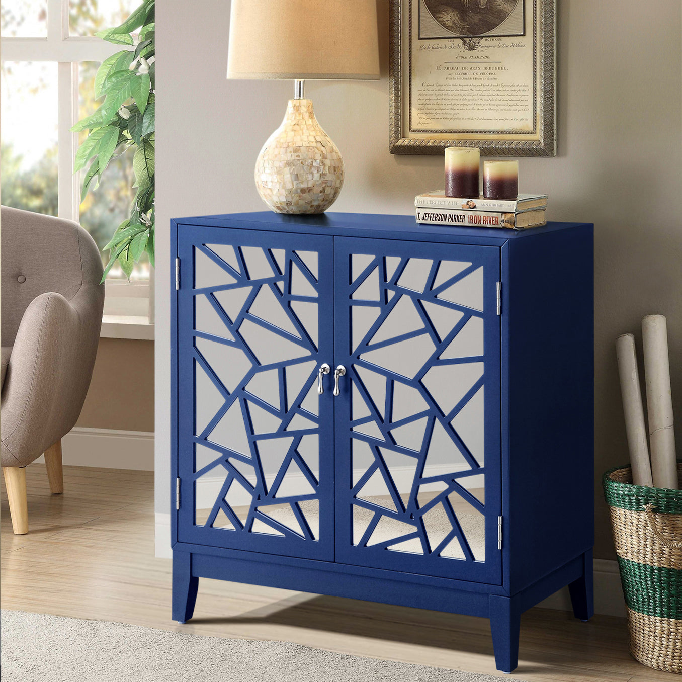 Breckenridge Blue 2 Door Console Table Blue Primary Living Space Recta
