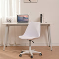 Armless Office Chair,Ergonomic Small Computer Desk Chair With Wheels,Adjustable Rolling Chair, Support Swivel Task Chair For Small Spaces Living Room,Bedroom White White Pu Office Rectangular Modern Handle Solid Back Polypropylene