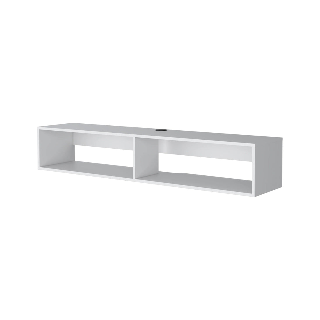 White 2 Shelf Central Floating Media Rack White Primary Living Space 60 69 Inches Melamine