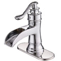 Polished Chrome Waterfall Bathroom Faucet Single Handle Vanity Sink Tap Chrome Brass