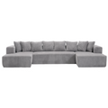 Arrived 131'' Modular Sectional Couch, U Shaped Sofachaise Lounge, Striped Fabric,Upholstered 4 Seater Couch For Living Room, Bedroom, Free Combination Sofa Corduroy , Gray Gray Polyester Primary Living Space Soft Modern Square Arms Foam Upholstered 4