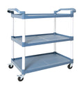 3 Tier Plastic Service Utility Cart With Wheels, Food Service Rolling Cart Heavy Duty 350Lbs Capacity,Commercial Rolling For Restaurant, Household, Office, Warehouse, 40.9''L X 19.6''W X 41.3''H Blue Polyethylene,Pvc