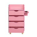 4 Layer Salon Storage Cabinet,Beauty Barber Salon Styling Station Organizer Equipment,Hair Stylist Station Set With 2 Hair Dryer Holders,4 Drawers And Raised Table Legs Pink Mdf