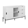 Modern Featured Storage Cabinet Sideboard With Glass Sliding Door And 3 Drawers, Entryway Console Table Kitchen Buffet Cabinet For Corridors Entrances Kitchen Study White 5 Or More Spaces White Particle Board