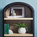 Modern 3 Shelf Open Arched Bookcase Cabinet Black Black Mdf Mdf