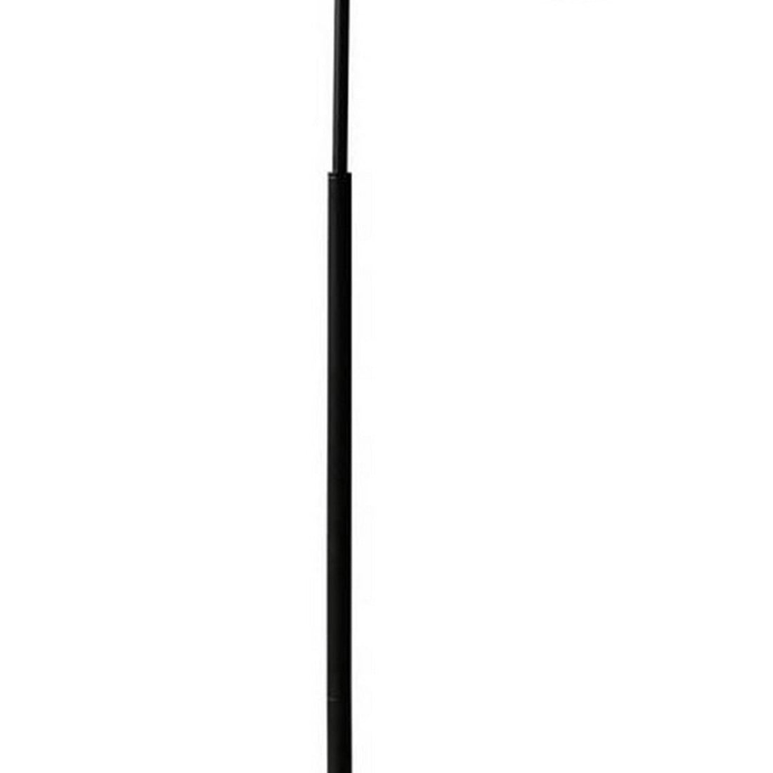 63 Inch Modern Metal Floor Lamp, Frosted Glass Globe Shade, Black, White Black White Metal