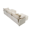 Oversized Modular Cushion Sofa With Ottomans, Comfy Upholstered U Shaped Convertible Corner Sectional Sofa Couch, Light Beige Corduroy Beige Corduroy 3 Seat