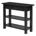 Retro Console Table With Drawer And Two Sturdy Shelves For Entryway, Living Room Black Black Mdf,Rubber Wood