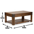 Arusha Lift Top Cocktail Table Cherry Solid Wood Mdf