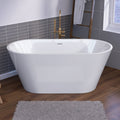 51 Inch Acrylic Freestanding Bathtub Contemporary Soaking White Tub With Overflow And Pop Up Drain Gloss White Gloss White Oval Bathroom Freestanding Tubs Polished Less Than 59 In Modern Soaking Center Fiberglass Acrylic