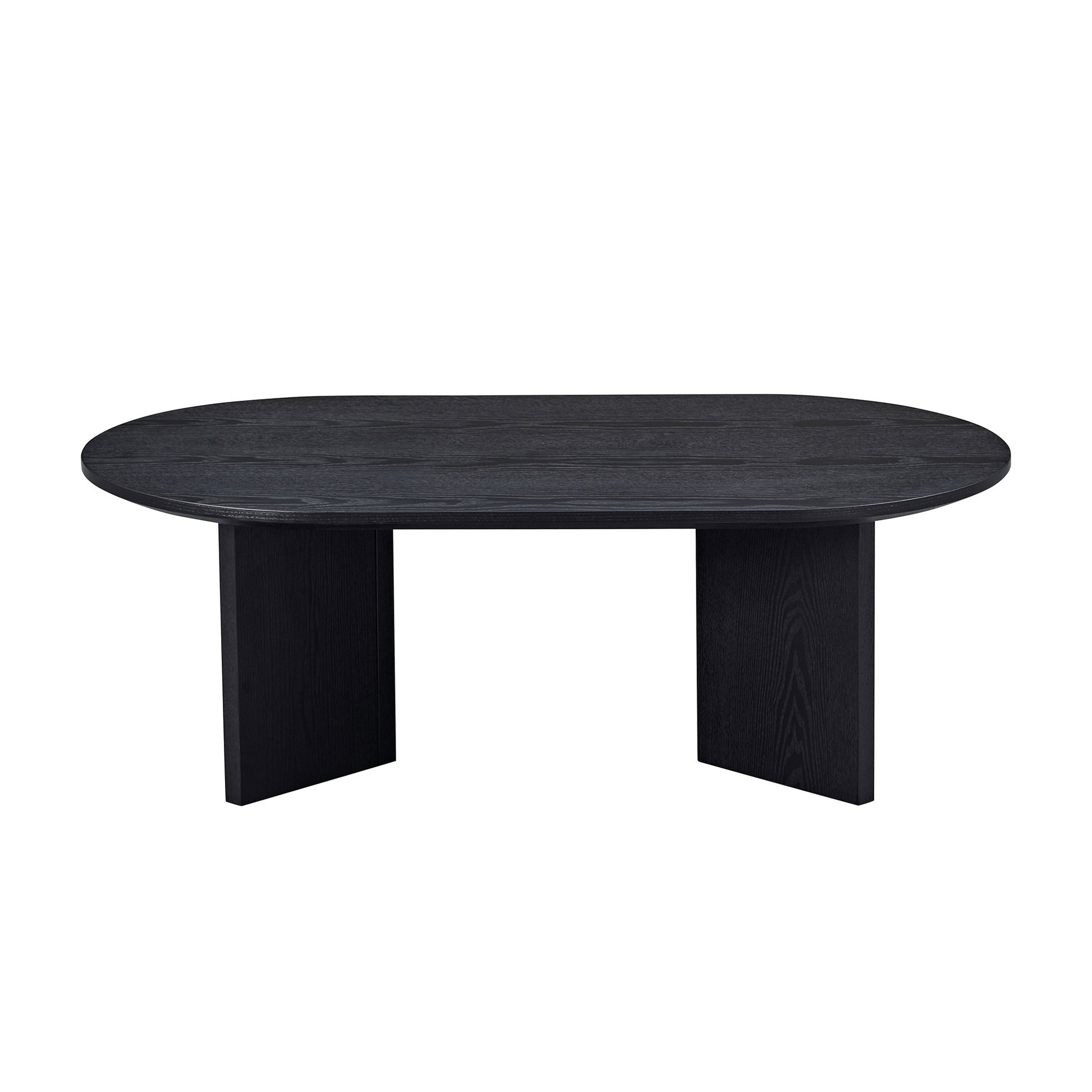 Length 39.37 Inch Modern Coffee Table,Mdf Oval Coffee Table For Living Room,Small Coffee Table With Sturdy Pedestal For Apartment,Bedroom,Black Black Mdf