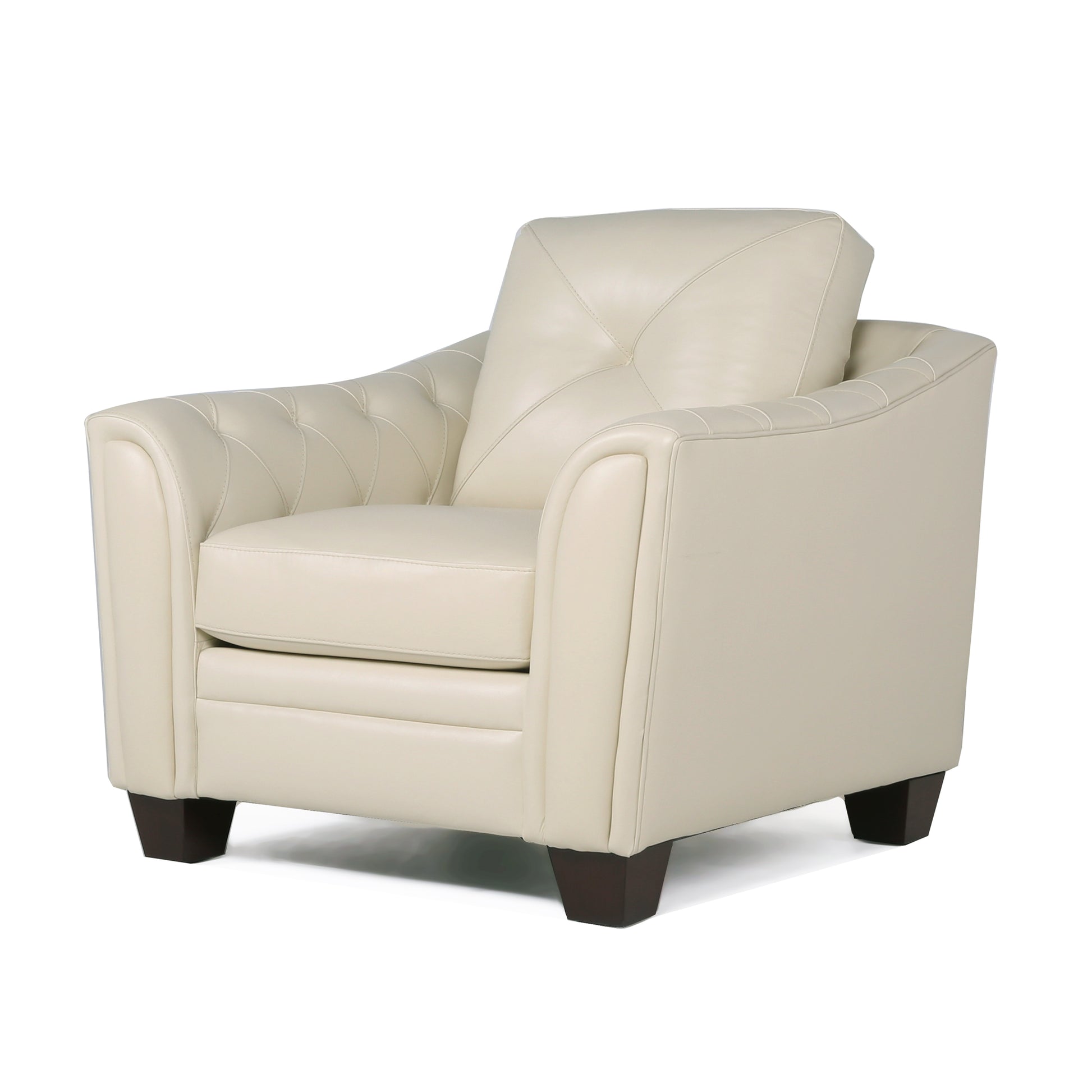 Modern Tufted Leather Chair Ivory Leather