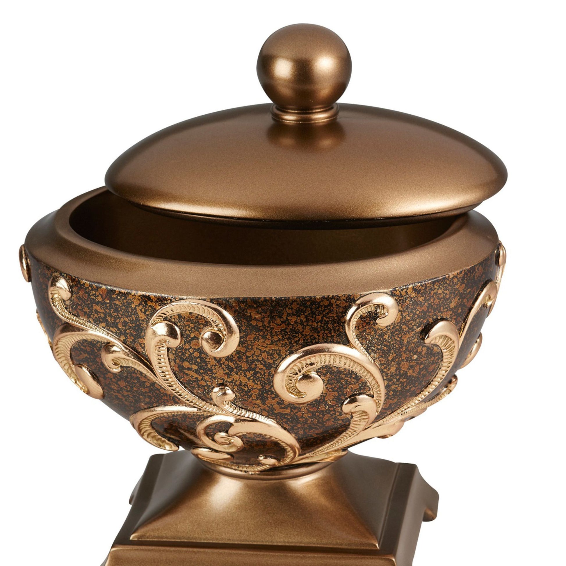 10.5" Tall Polyresin Decorative Jewelry Box "Odysseus", Baroque Style Brown Polyresin