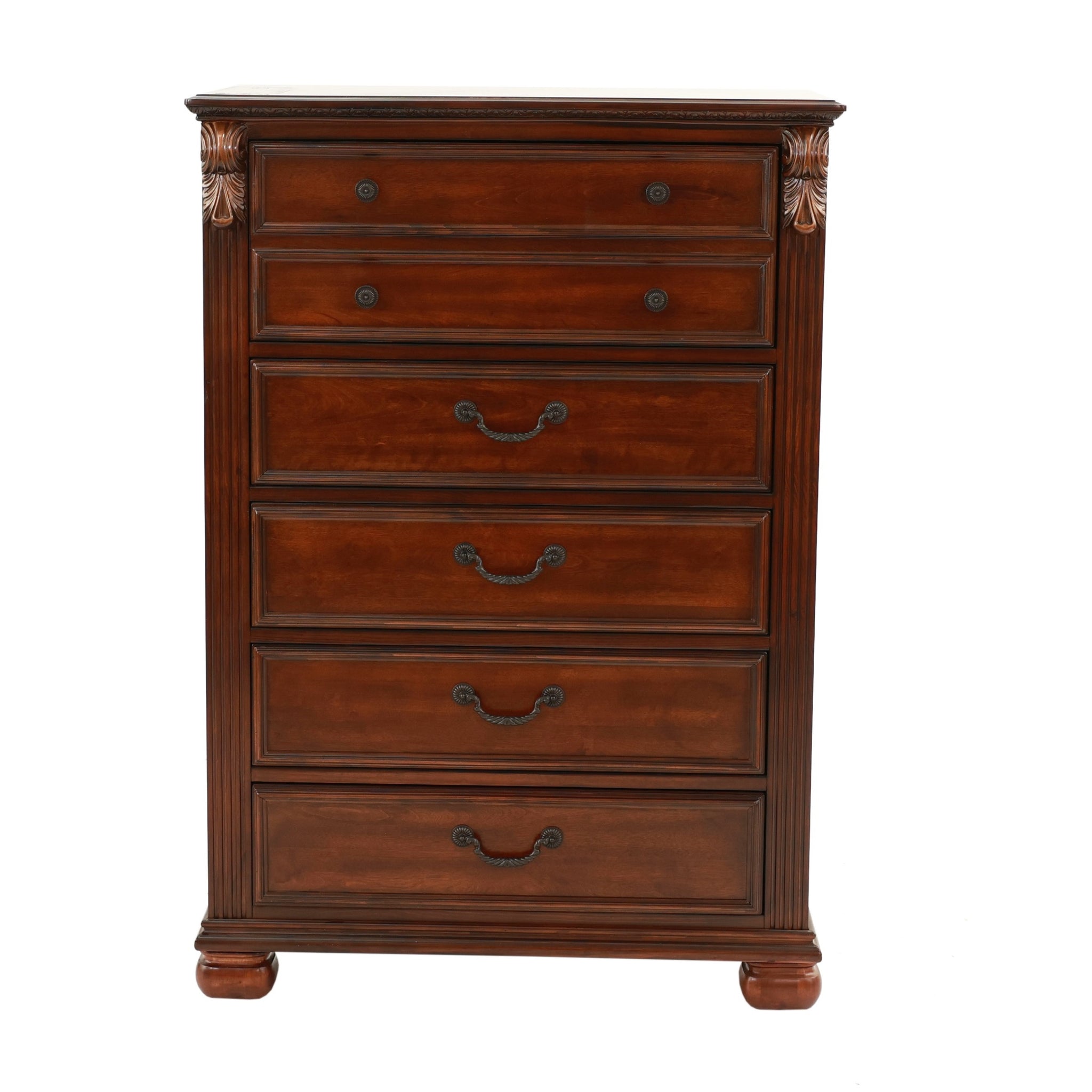 Dark Cherry 1Pc Chest Of Drawers Storage Bedroom Furniture Traditional Style Chest Cherry Bedroom Contemporary,Modern,Transitional Particle Board Mdf,Plywood