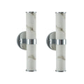 Resin Imitation Marble And Chrome Wall Sconce, Set Of 2,Modern Vertical Light Fixture For Bathrooms, Hallways, And Bedrooms Only Indoor Chrome Resin Iron