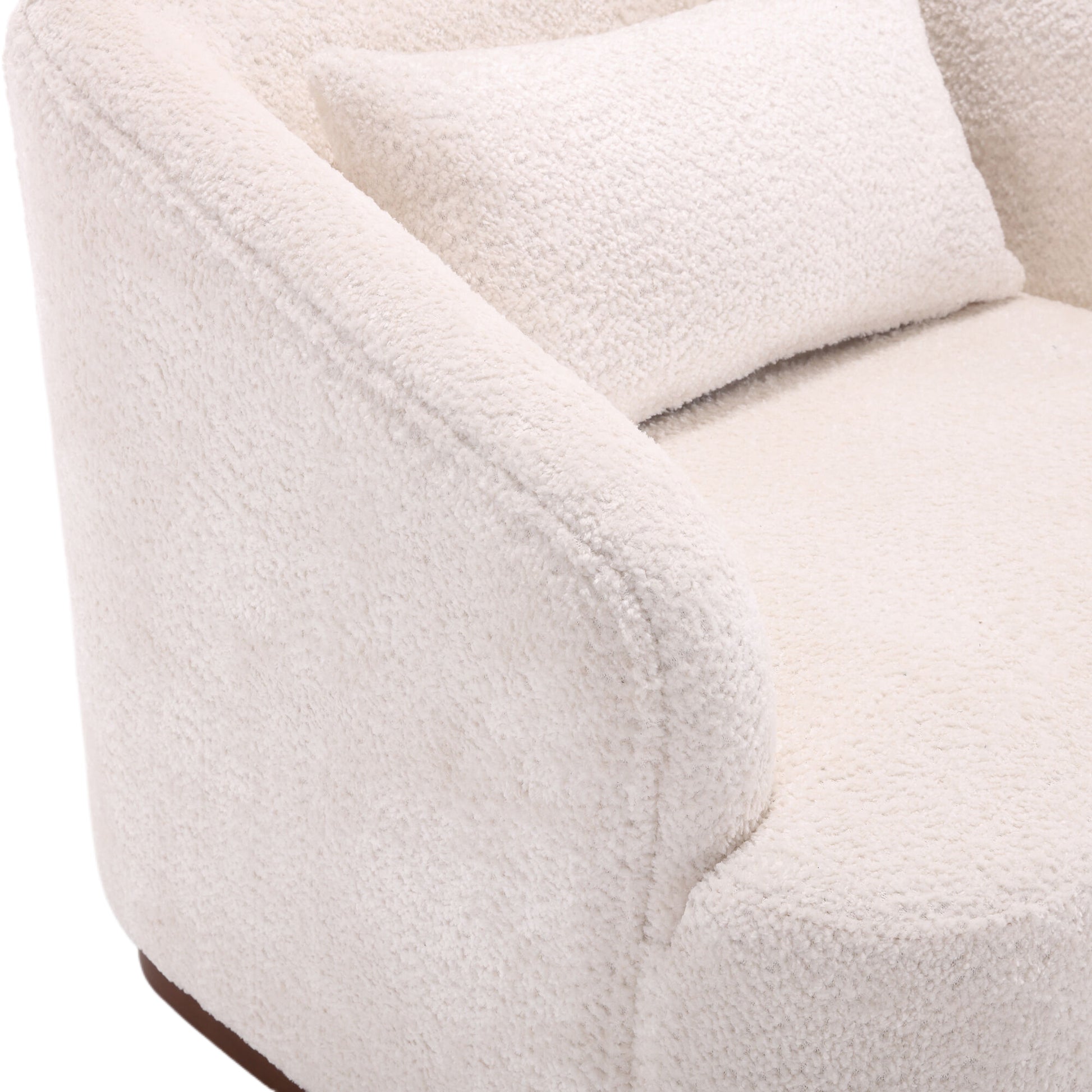 Coolmore Swivel Barrel Chair, Comfy Round Accent Sofa Chair For Living Room, 360 Degree Swivel Barrel Club Chair, Leisure Arm Chair For Nursery, Hotel, Bedroom, Office, Lounge White Boucle White Primary Living Space Foam Boucle