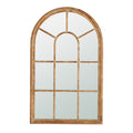 54 Inch Wall Mirror With Window Pane Design, Fir Wood, Distressed Brown Brown Wood