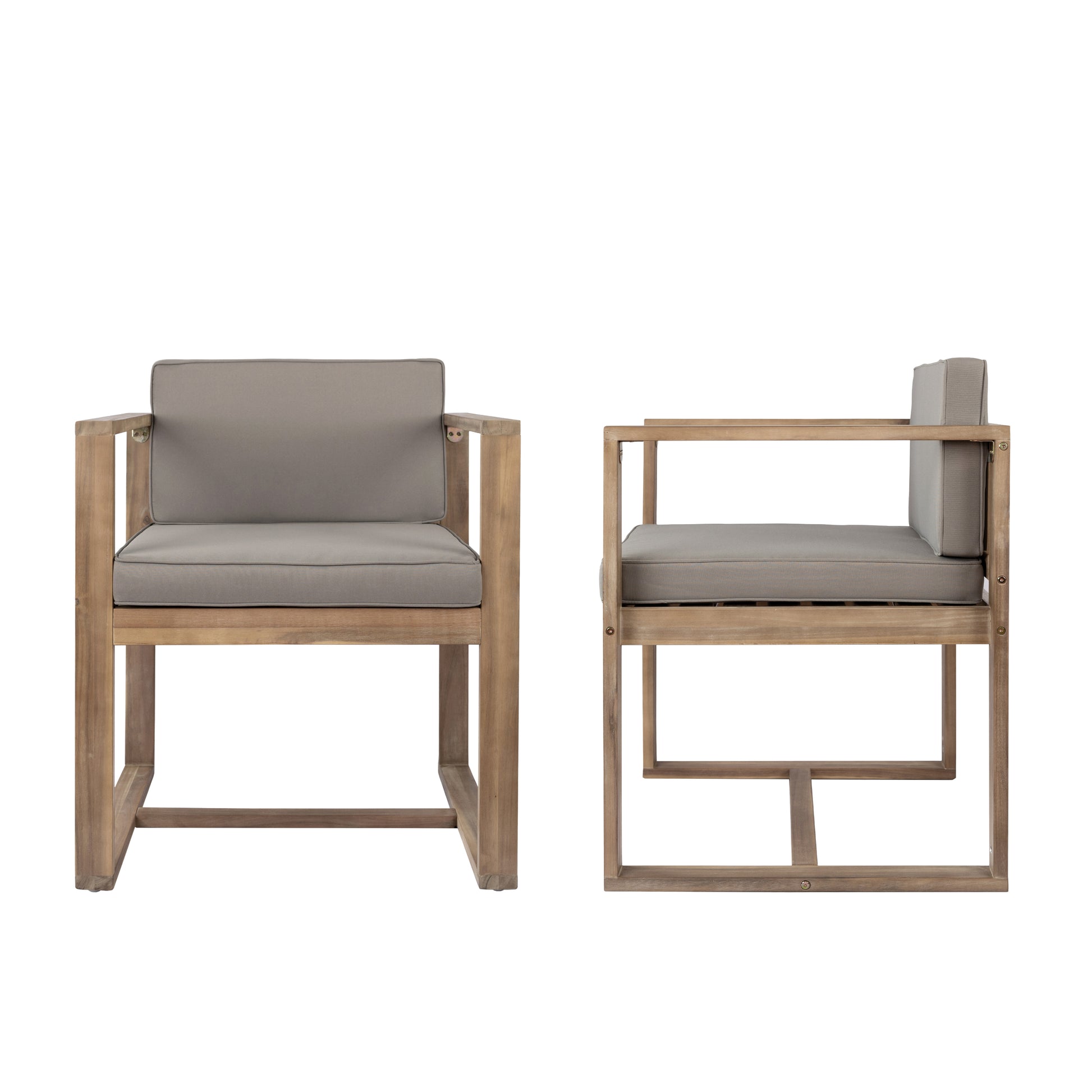 Patio Dining Chairs Set Of 2 Light Brown Acacia Wood